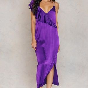 Satin Midi Dress Purple Violet